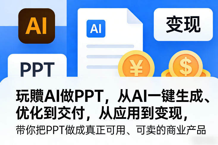 玩賺AI做PPT，从AI一键生成、优化到交付，从应用到变现，带你把PPT做成真正可用、可卖的商业产品-新时光资源网