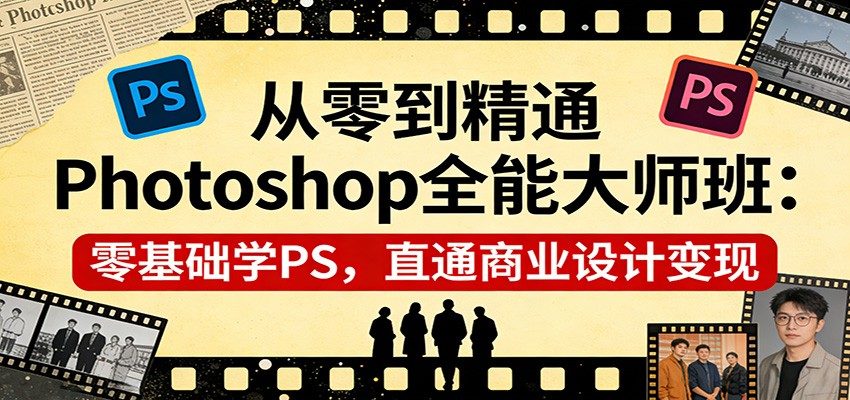 从零到精通Photoshop全能大师班：零基础学PS，直通商业设计变现-新时光资源网