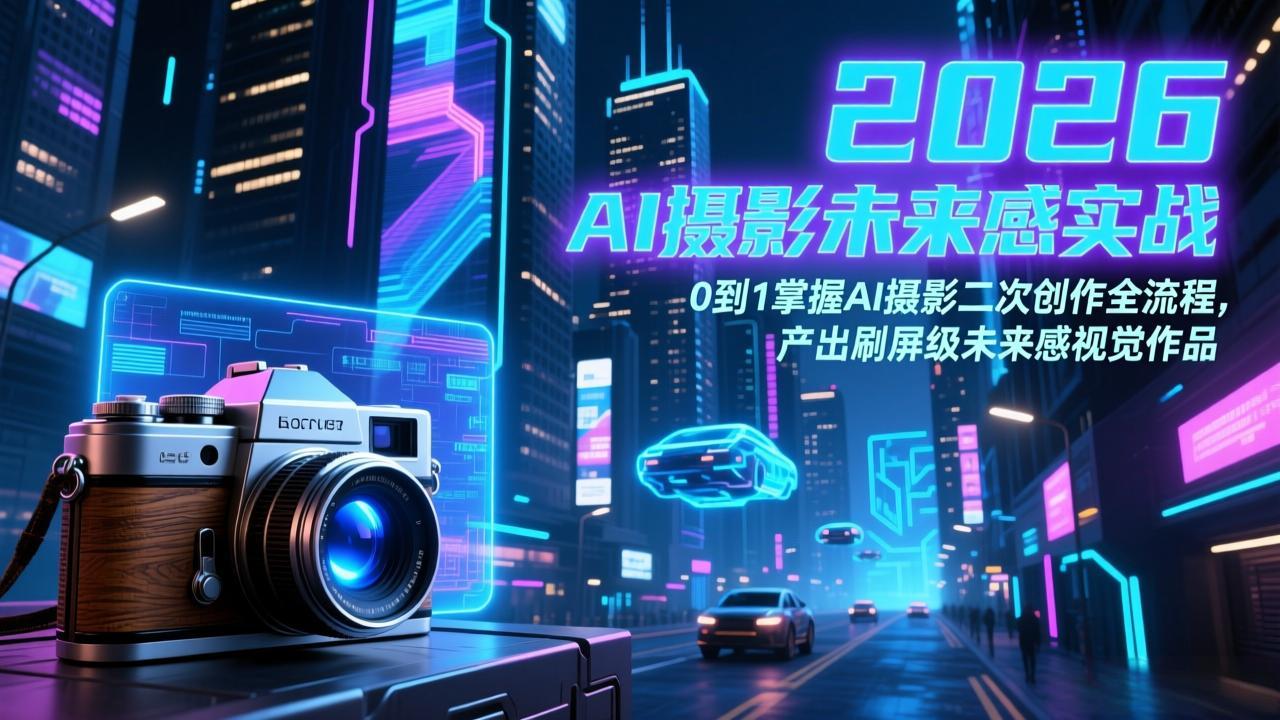 2026 AI摄影未来感实战：0到1掌握AI摄影二次创作全流程，产出刷屏级未来感视觉作品-新时光资源网