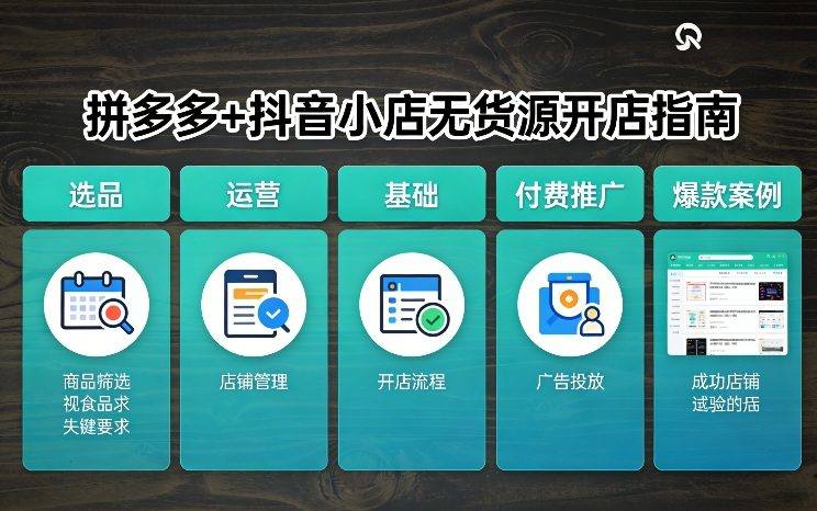 拼多多+抖音小店无货源开店，包括：选品、运营、基础、付费推广、爆款案例等(更新26年3月)-新时光资源网