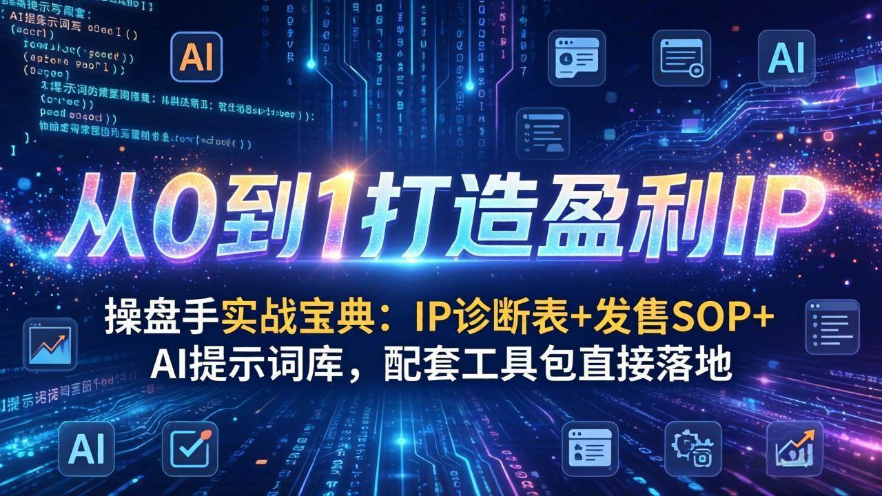 操盘手实战宝典：IP诊断表+发售SOP+AI提示词库，配套工具包直接落地，从0到1打造盈利IP-新时光资源网
