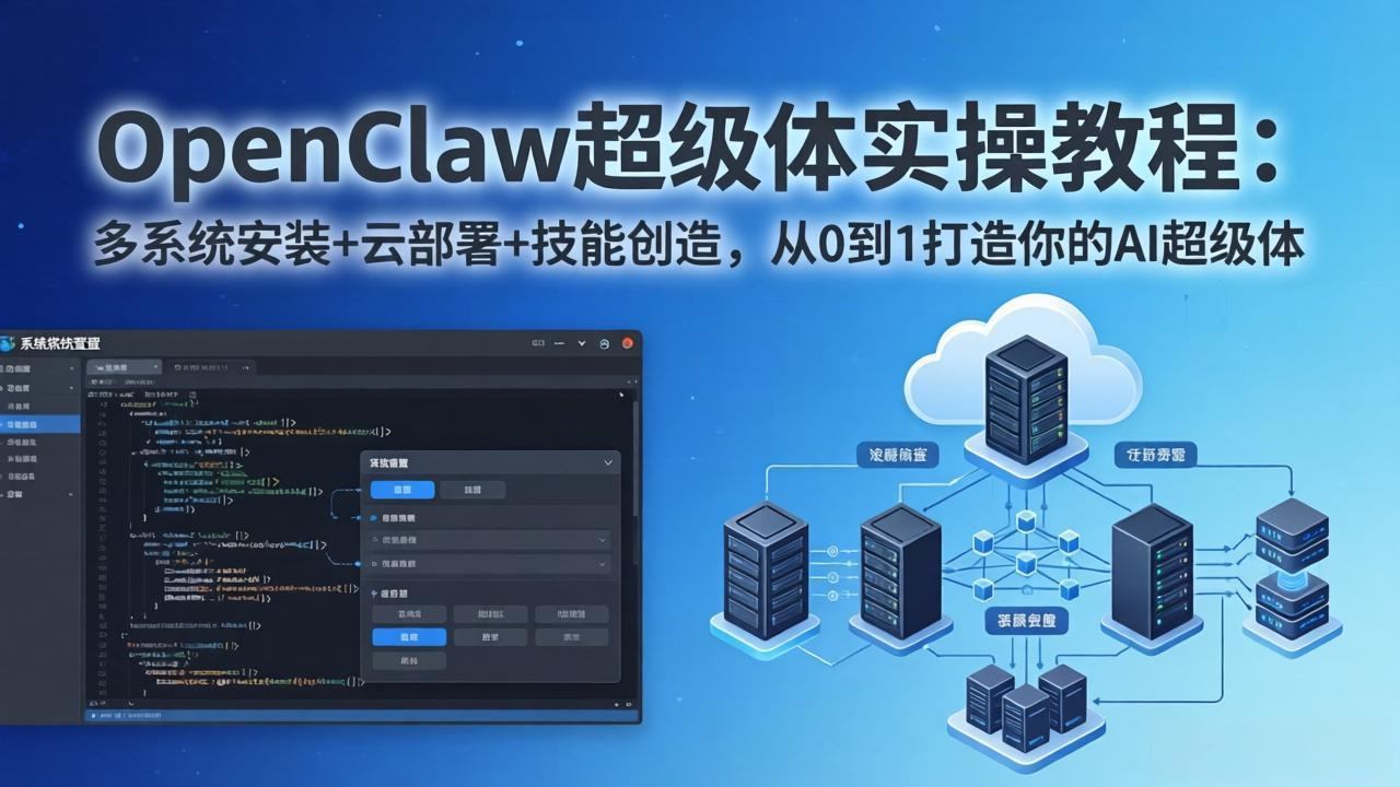 OpenClaw-小龙虾 超级体实操教程：多系统安装+云部署+技能创造，从0到1打造你的AI超级体-新时光资源网