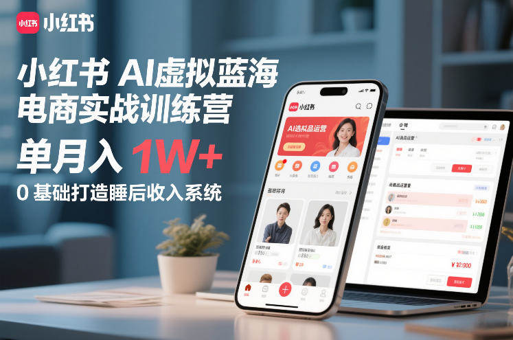小红书AI虚拟蓝海电商实战训练营，单月入1W+，0基础打造睡后收入系统(更新)-新时光资源网