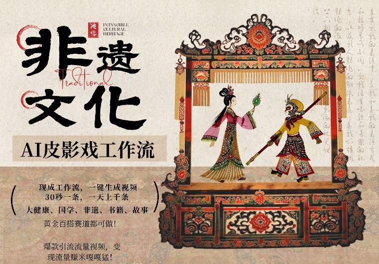 AI一键生成民俗文化非遗皮影戏视频，一刀不剪无需剪辑，30S一条，一天上百条，流量财富嘎嘎猛-新时光资源网