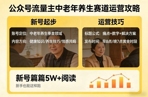 公众号流量主中老年养生赛道，新号篇篇5W+阅读，新手也能这样跑-新时光资源网