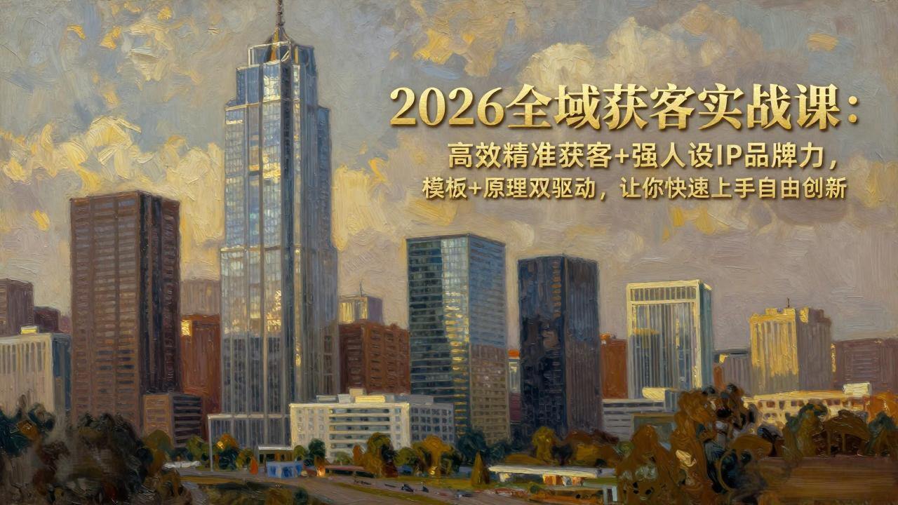 2026全域获客实战课：高效精准获客+强人设IP品牌力，模板+原理双驱动，让你快速上手自由创新-新时光资源网