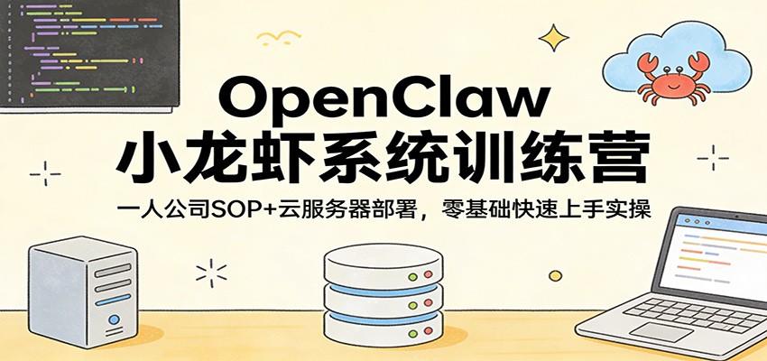 OpenClaw小龙虾系统训练营：一人公司SOP，云服务器部署，零基础快速上手实操-新时光资源网