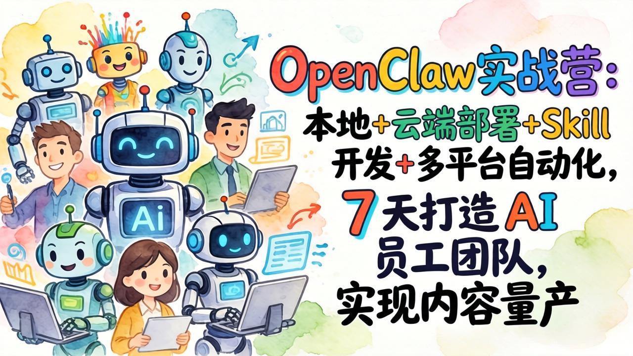 OpenClaw实战营：本地+云端部署+Skill开发+多平台自动化，7 天打造 AI 员工团队，实现内容量产-新时光资源网