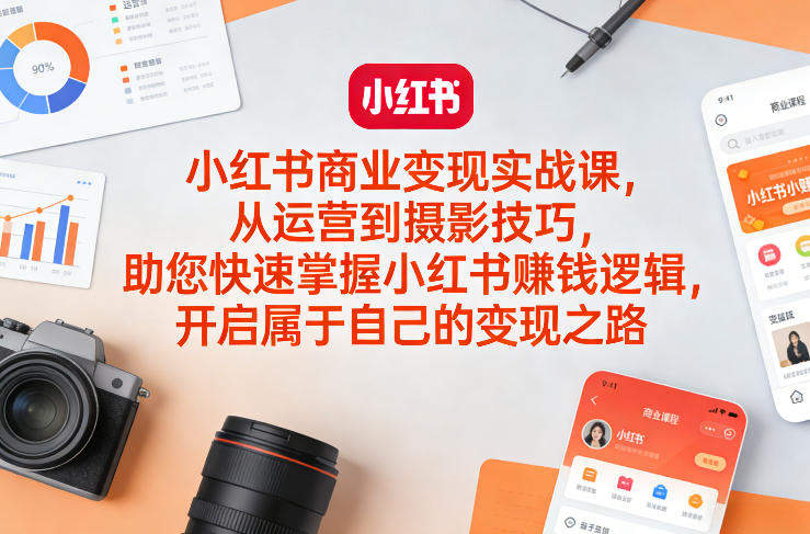 小红书商业变现实战课，从运营到摄影技巧，助您快速掌握小红书賺钱逻辑，开启属于自己的变现之路-新时光资源网
