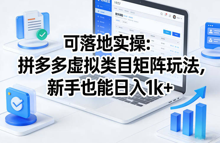 可落地实操:拼多多虚拟类目矩阵玩法,新手也能日入1k+【揭秘】-新时光资源网