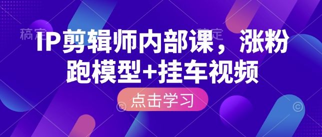 IP剪辑师内部课,涨粉跑模型+挂车视频(更新)-新时光资源网