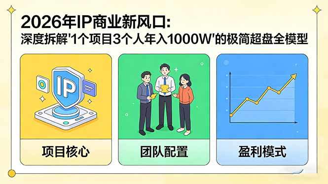 2026年IP商业新风口:深度拆解“1个项目3个人年入1000W”的极简超盘全模型-新时光资源网