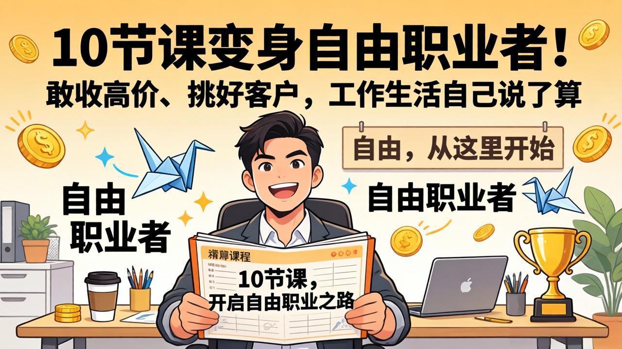 10 节课变身自由职业者！敢收高价、挑好客户，工作生活自己说了算-新时光资源网