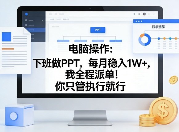 电脑操作：下班做PPT，每月稳入1W+，我全程派单！你只管执行就行【揭秘】-新时光资源网