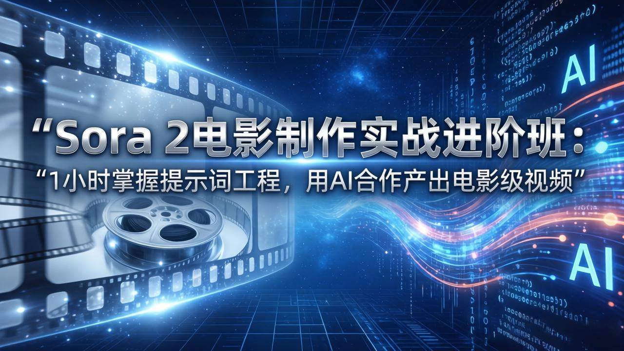 Sora 2电影制作实战进阶班：1小时掌握提示词工程，用AI合作产出电影级视频-新时光资源网