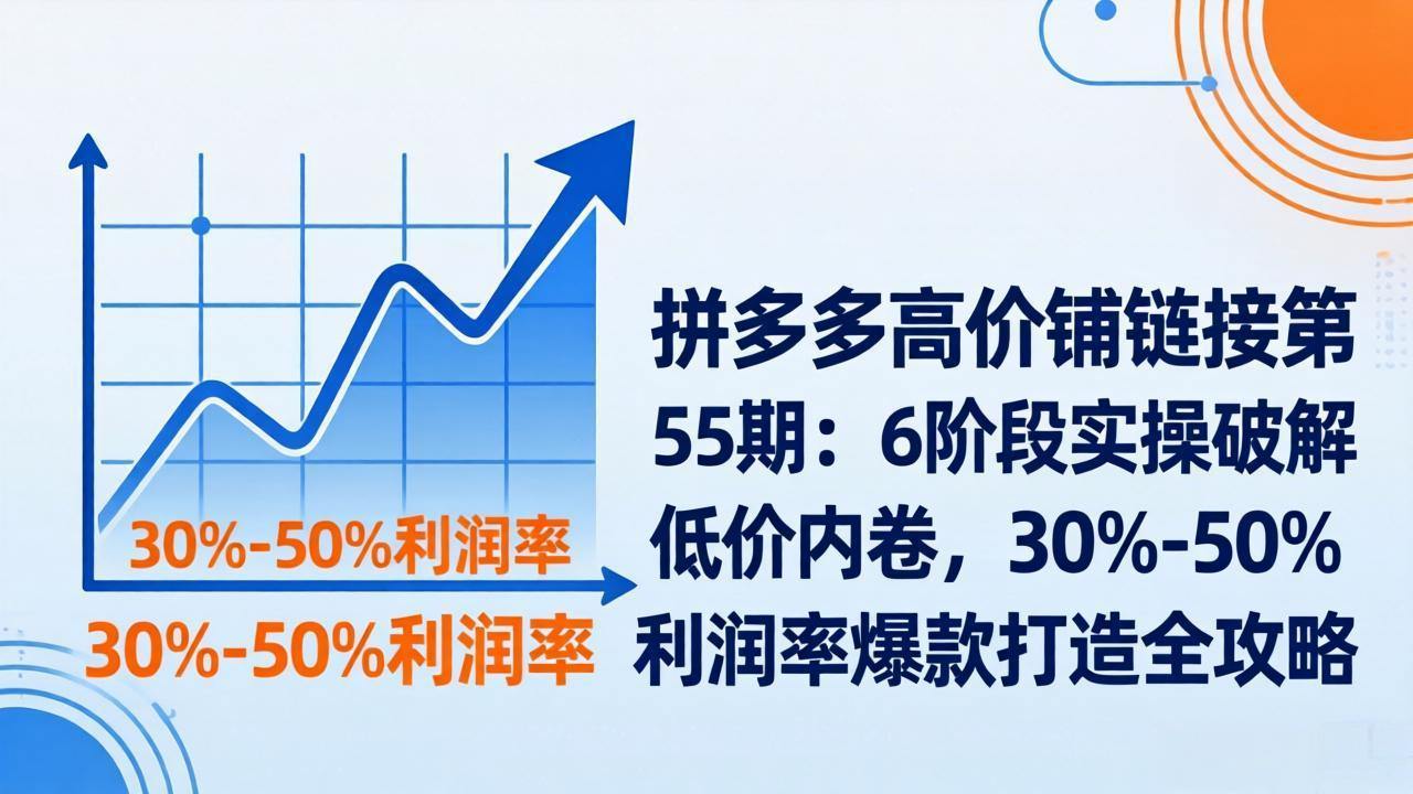 拼多多高价铺链接第55期：6阶段实操破解低价内卷，30%-50%利润率爆款打造全攻略-新时光资源网