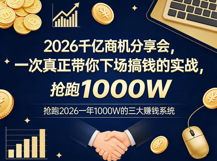 2026千亿商机分享会,一次真正带你下场搞钱的实战,抢跑2026一年1000W的三大賺钱系统-新时光资源网