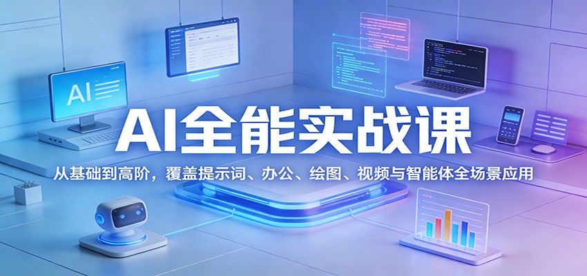 AI全能实战课:从基础到高阶,覆盖提示词、办公、绘图、视频与智能体全场景应用-新时光资源网