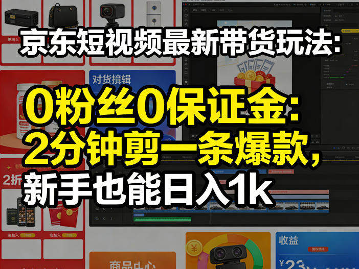 京东短视频最新带货玩法，0粉丝0保证金，2分钟剪一条爆款，新手也能日入1k+【揭秘】-新时光资源网