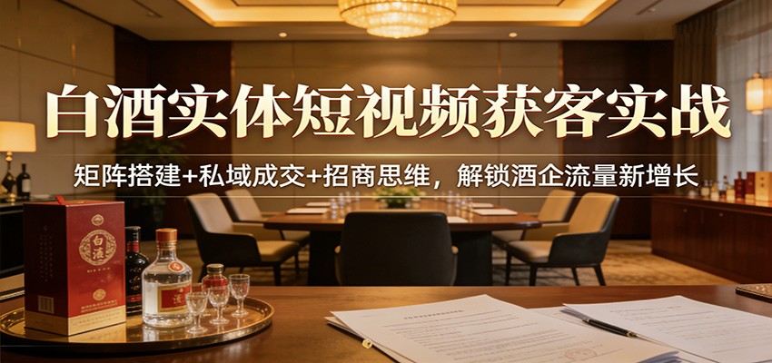 白酒实体短视频获客实战：矩阵搭建+私域成交+招商思维，解锁酒企流量新增长-新时光资源网