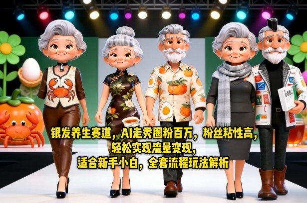 银发养生赛道，AI走秀圈粉百万，粉丝粘性高，轻松实现流量变现，适合新手小白，全套流程玩法解析-新时光资源网