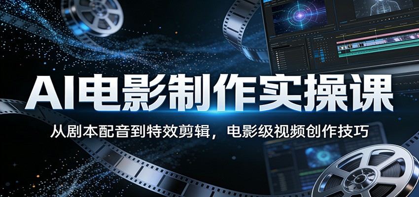 AI电影制作实操课：从剧本配音到特效剪辑，电影级视频创作技巧-新时光资源网