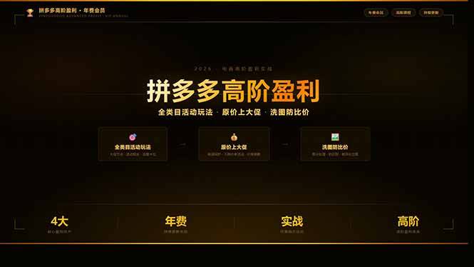 拼多多高阶盈利年费会员：全类目活动玩法、原价上大促、洗图防比价等核心盈利技术(更新26年3月-新时光资源网