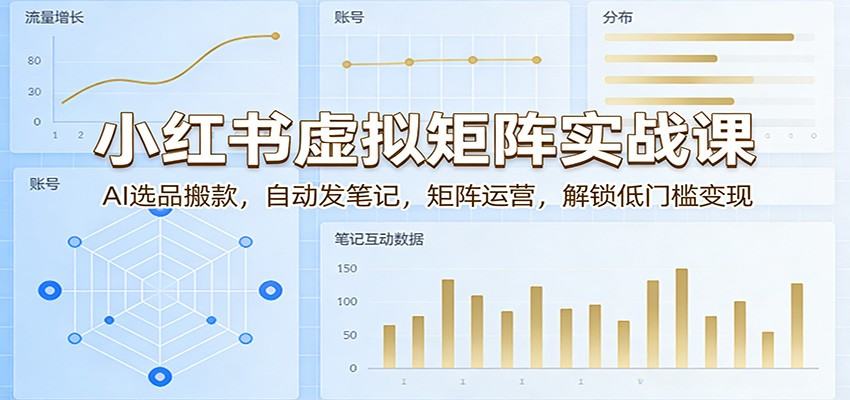 小红书虚拟矩阵实战课：AI选品搬款，自动发笔记，矩阵运营，解锁低门槛变现-新时光资源网