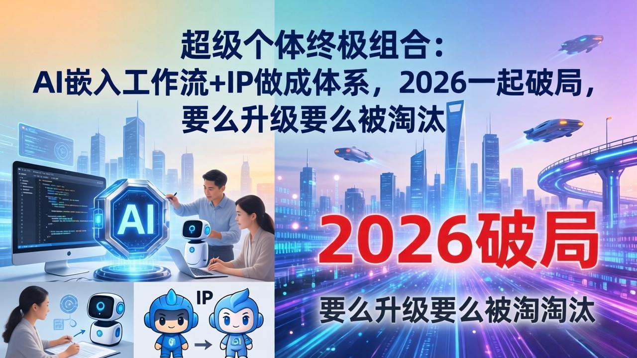 超级个体终极组合:AI嵌入工作流+IP做成体系,2026一起破局,要么升级要么被淘汰-新时光资源网