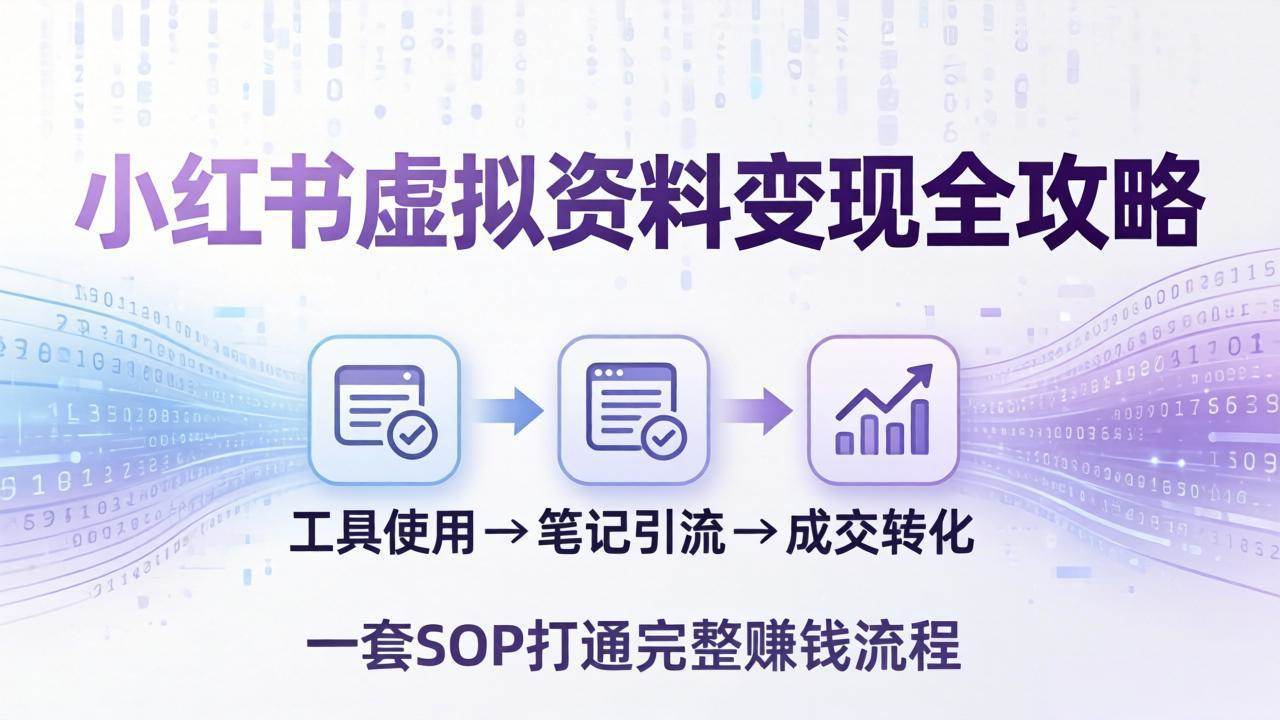 小红书虚拟资料变现全攻略：从工具使用到笔记引流成交，一套 SOP 打通完整赚钱流程-新时光资源网