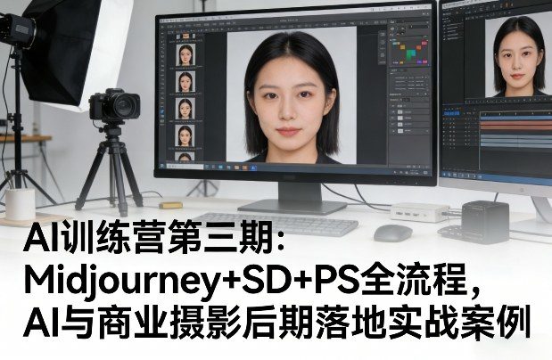 AI训练营第三期:Midjourney+SD+PS全流程,AI与商业摄影后期落地实战案例-新时光资源网