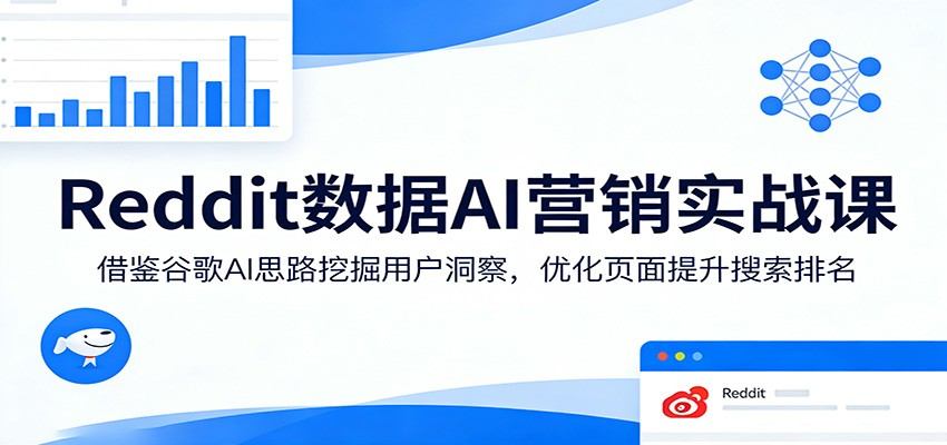 Reddit数据AI营销实战课：借鉴谷歌AI思路挖掘用户洞察，优化页面提升搜索排名-新时光资源网