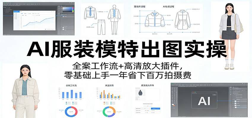 AI服装模特出图实操：全案工作流+ 高清放大插件，零基础上手一年省下百万拍摄费-新时光资源网