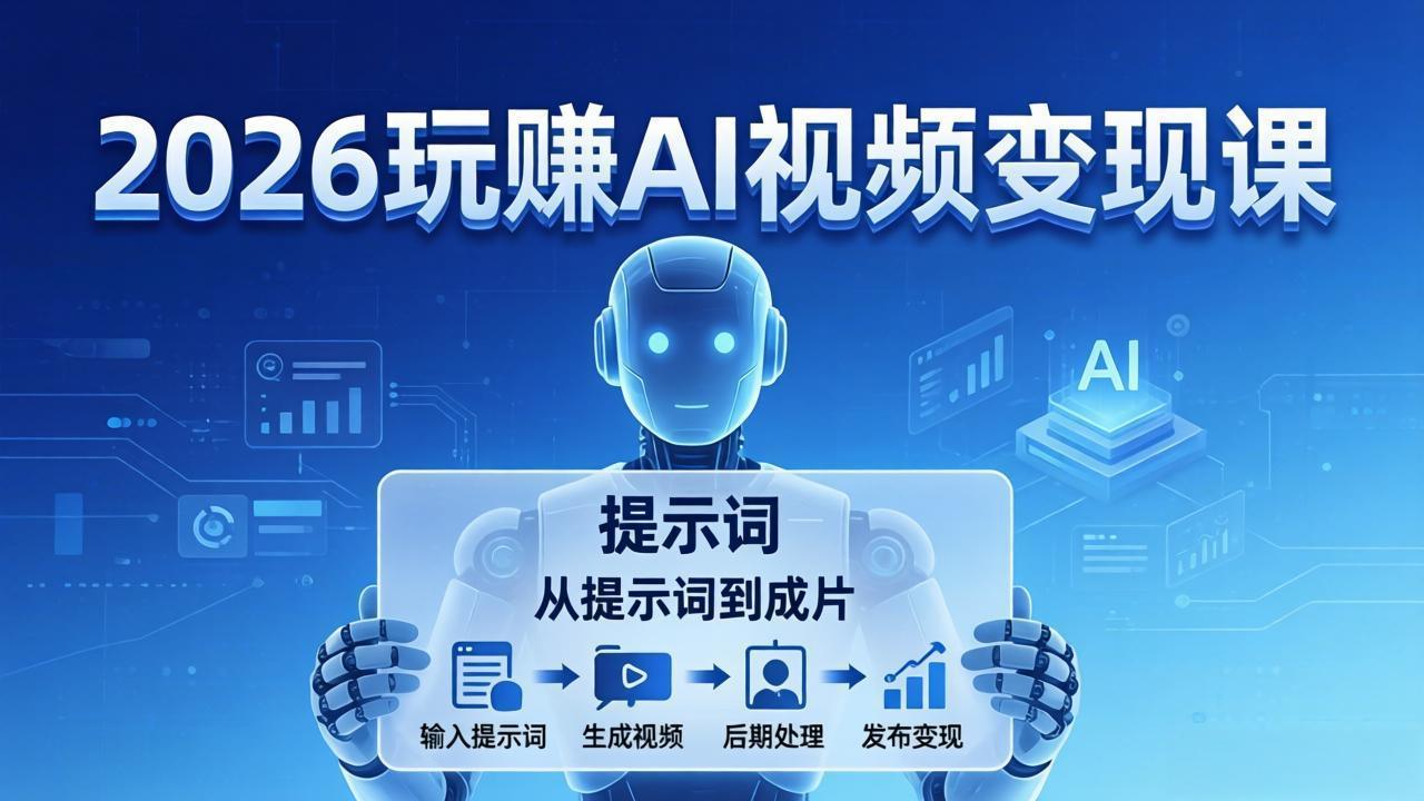 2026玩赚AI视频变现课：掌握 AI 视频全流程技能，从提示词到成片高效产出-新时光资源网