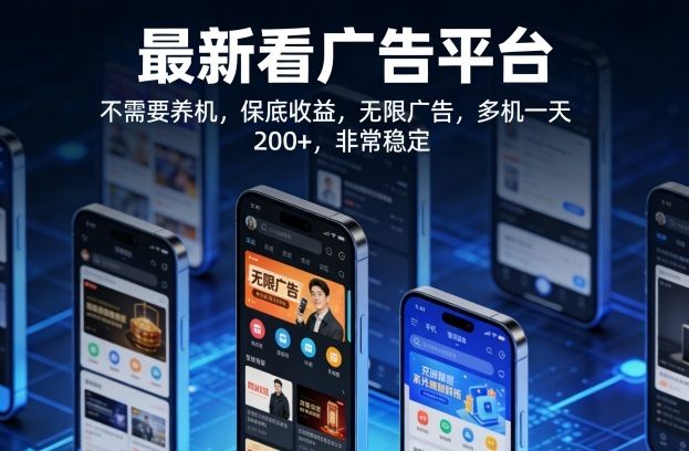 最新看广告平台，不需要养机，保底收益，无限广告，多机一天200+，非常稳定【揭秘】-新时光资源网