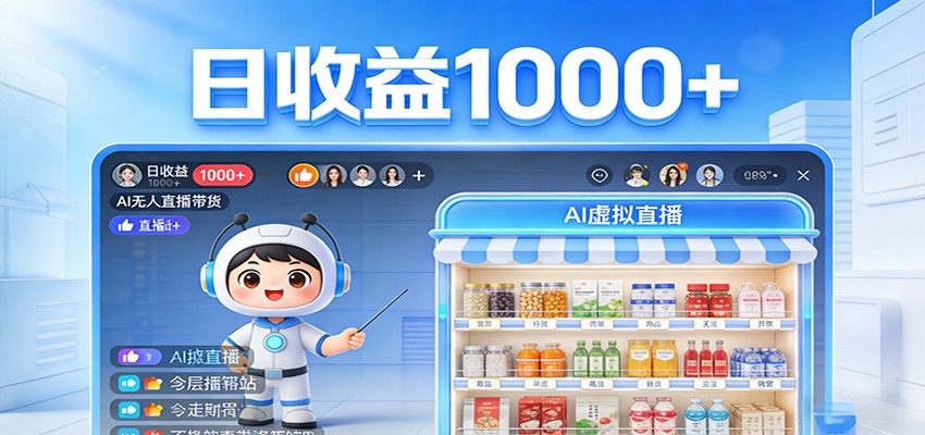 不用露脸不用说话，24小时自动卖货赚钱，全天自动直播，收益看得见-新时光资源网