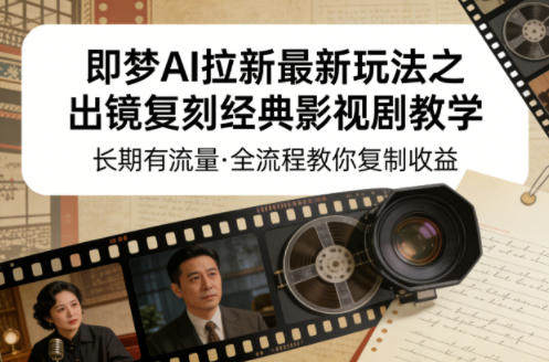 即梦AI拉新最新玩法之出镜复刻经典影视剧教学，长期有流量，全流程教你复制收益-新时光资源网
