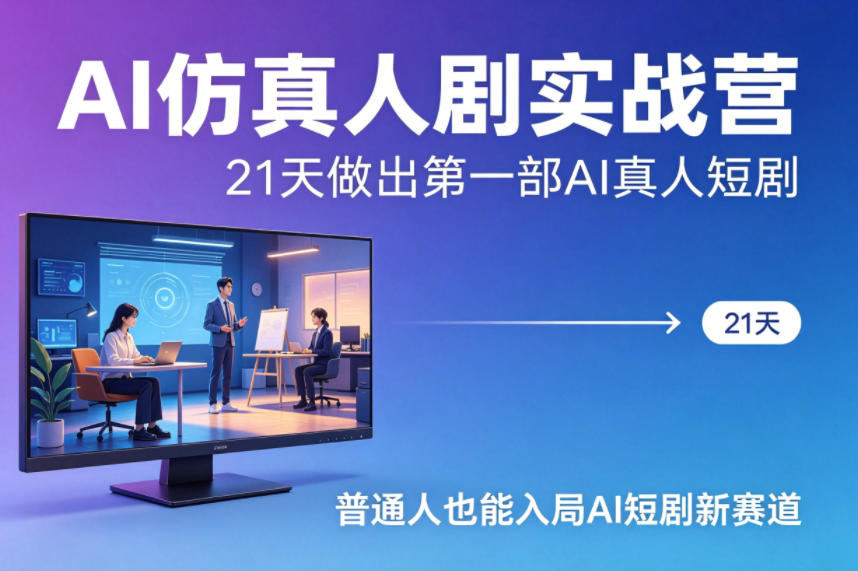 AI仿真人剧实战营，21天做出第一部AI真人短剧，普通人也能入局AI短剧新赛道(更新)-新时光资源网