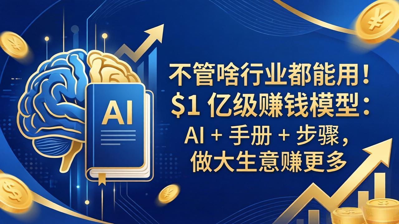 不管啥行业都能用！$1 亿级赚钱模型：AI + 手册 + 步骤，做大生意赚更多-新时光资源网