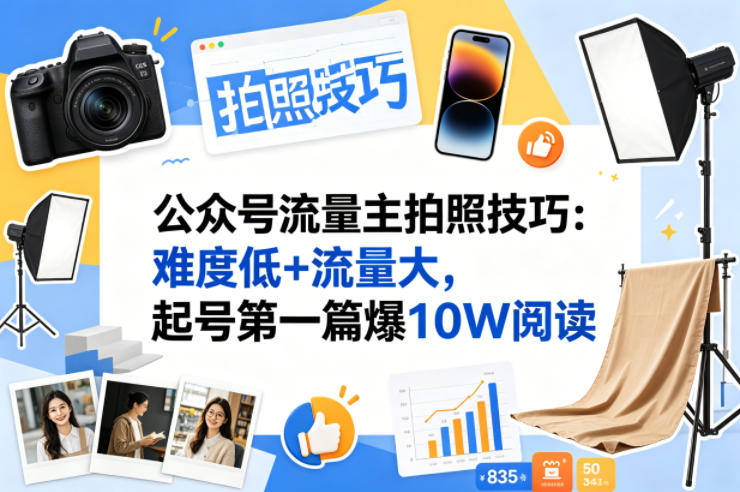 公众号流量主之拍照技巧赛道，难度低+流量大，起号第一篇就爆了10w阅读-新时光资源网