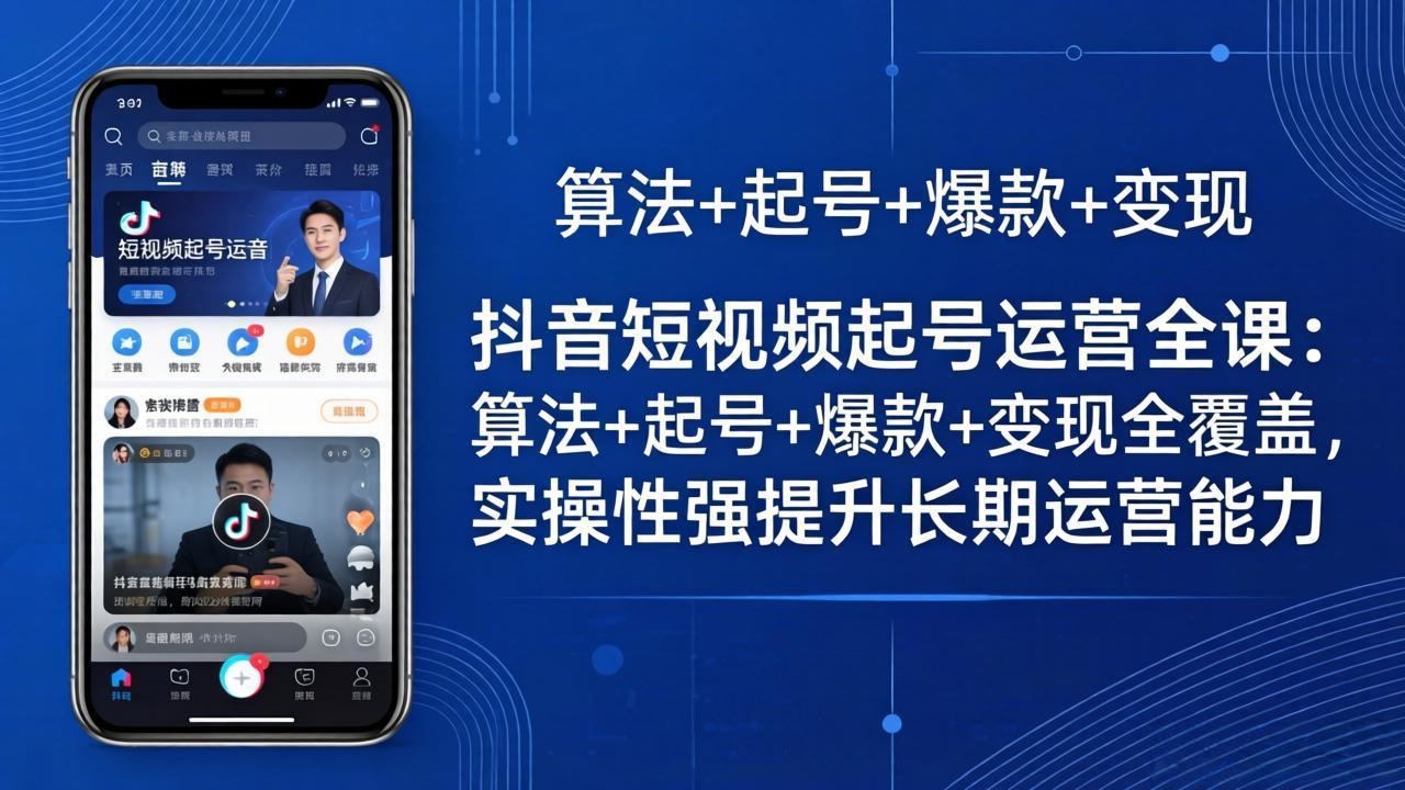 抖音短视频起号运营全课：算法+起号+爆款+变现全覆盖，实操性强提升长期运营能力-新时光资源网