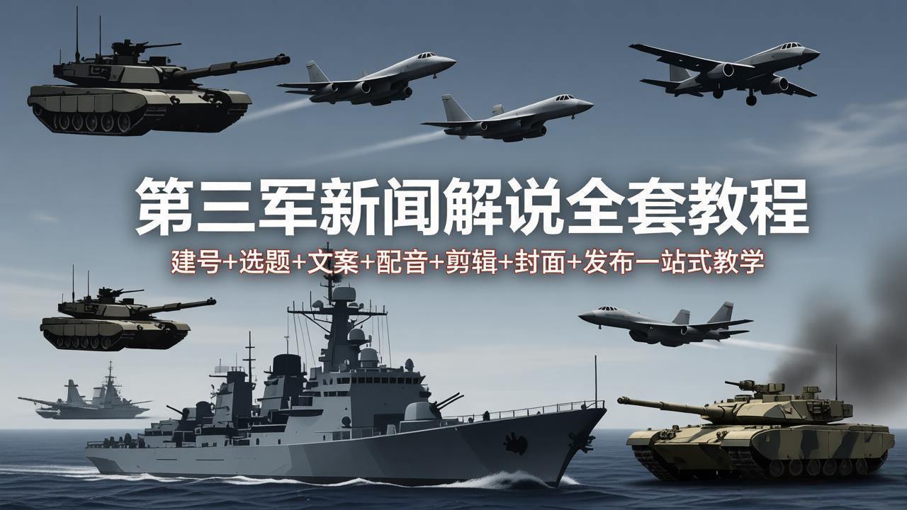 第三军迷新闻解说全套教程：建号+选题+文案+配音+剪辑+封面+发布一站式教学-新时光资源网