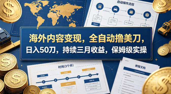 海外内容变现，全自动撸美刀，日入50刀，持续三月收益，保姆级实操【揭秘】-新时光资源网