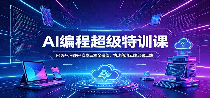 AI编程超级特训课：网页+小程序+安卓三端全覆盖，快速落地云端部署上线-新时光资源网