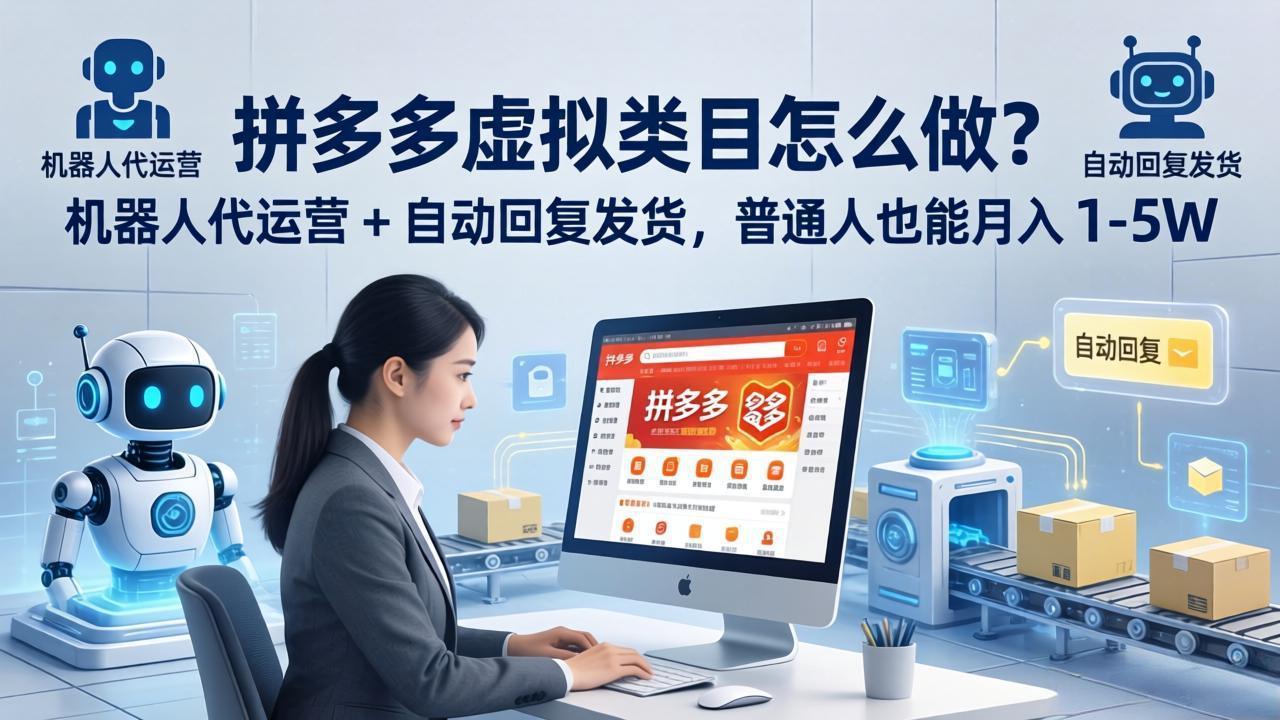 拼多多虚拟类目怎么做？机器人代运营 + 自动回复发货，普通人也能月入 1-5W-新时光资源网