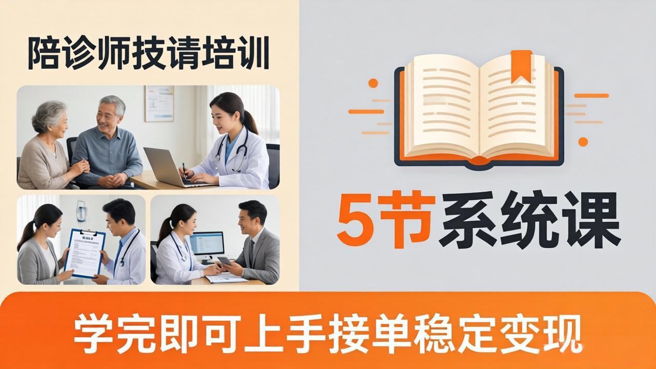 想做陪诊师不知从何下手？5节系统课教你掌握核心技能，学完即可上手接单稳定变现-新时光资源网