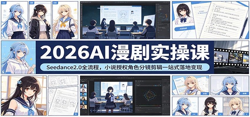 2026AI漫剧实操课：Seedance2.0全流程，小说授权角色分镜剪辑一站式落地变现-新时光资源网