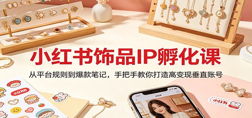 小红书饰品IP孵化课：从平台规则到爆款笔记，手把手教你打造高变现垂直账号-新时光资源网