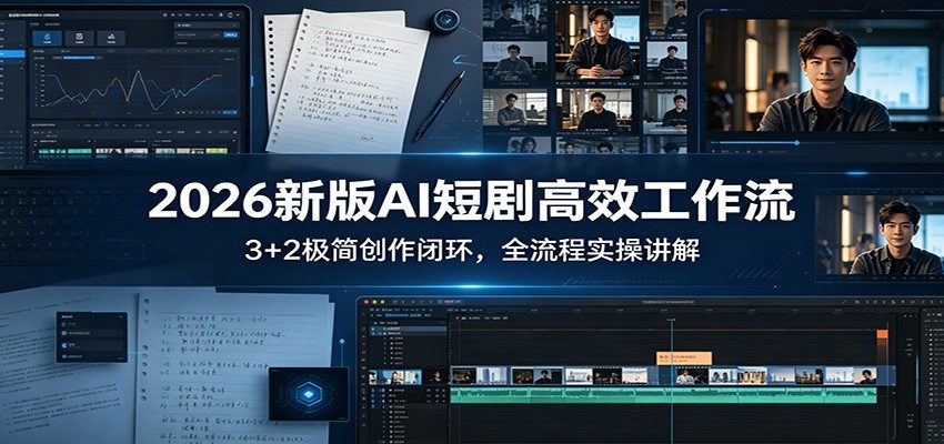 2026新版AI短剧高效工作流：3+2极简创作闭环，全流程实操讲解-新时光资源网