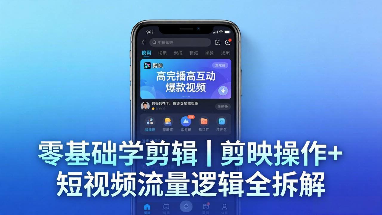 【零基础学剪辑】剪映操作+短视频流量逻辑全拆解｜手把手教你剪出高完播高互动爆款视频-新时光资源网